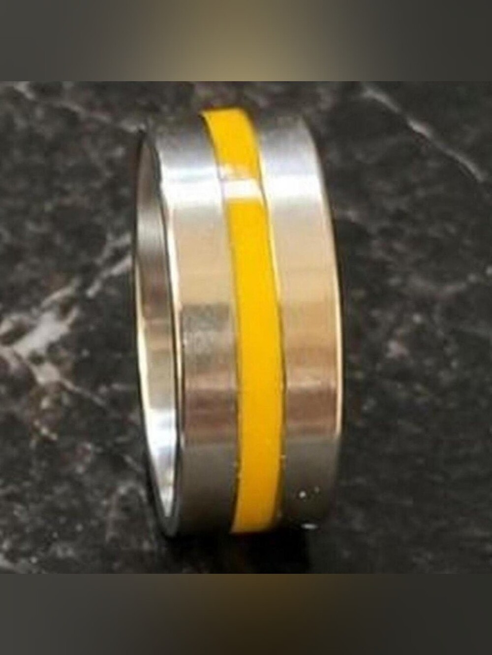 Yellow Inlay Stainless Steel Women's Ring